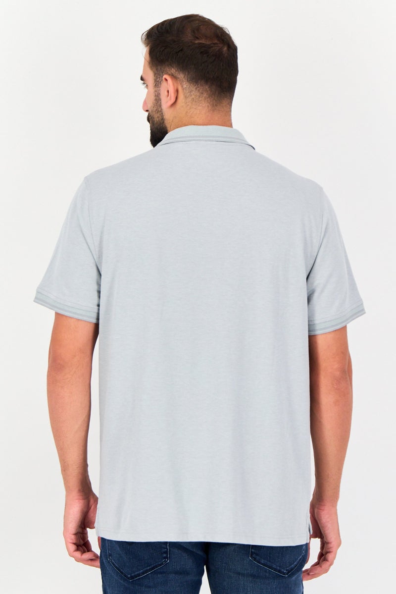 Member's Mark Men Classic Fit Heather Short Sleeve Polo Shirt, Grey - Image 3