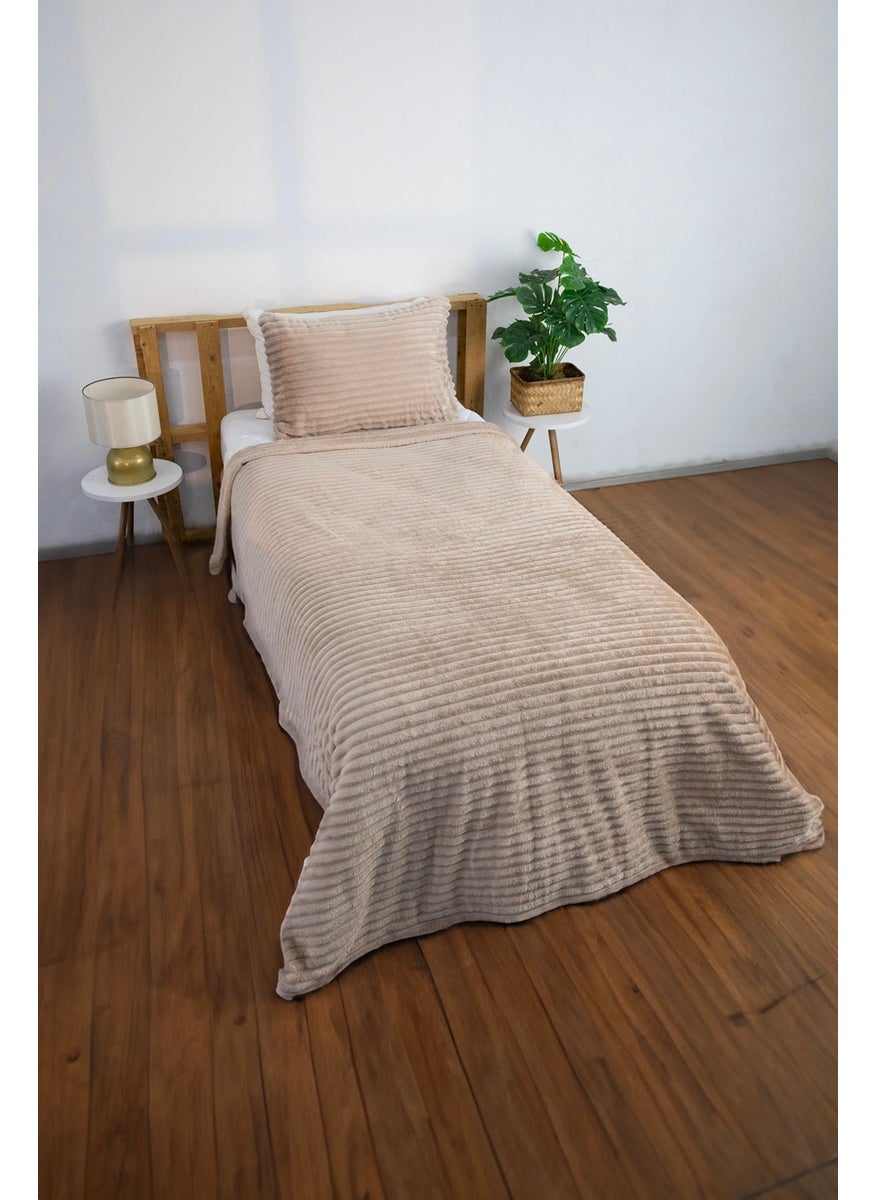 Favora Linda 2 Piece Single Blanket Set - Mink  - Image 4