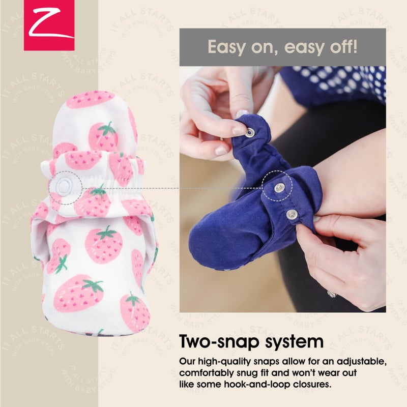 Zutano Unisex Organic Cotton Baby Booties With Gripper Soles, Strawberries, 3M - Image 3