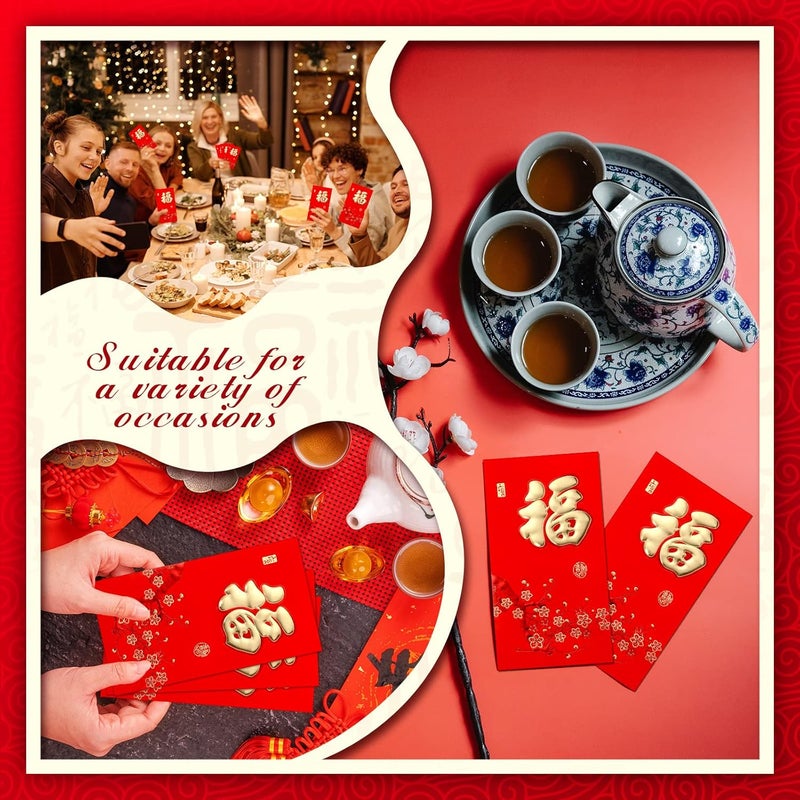 كلاراكو 36 قطعة من مظاريف السنة الصينية الجديدة الحمراء 2024، مظاريف هونغباو محظوظة، مظاريف كلمات ذهبية لعام التنين، مظاريف جيب صينية حمراء منقوشة لمهرجان الربيع وحفلات الزفاف وأعياد الميلاد - Image 5