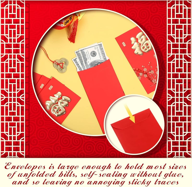 كلاراكو 36 قطعة من مظاريف السنة الصينية الجديدة الحمراء 2024، مظاريف هونغباو محظوظة، مظاريف كلمات ذهبية لعام التنين، مظاريف جيب صينية حمراء منقوشة لمهرجان الربيع وحفلات الزفاف وأعياد الميلاد - Image 4