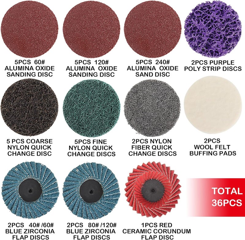 SI FANG 2 In 1 Pneumatic Mini Orbital Sander Right Angle Air Die Grinder, 2 inch Surface Prep Rotary Tool Polisher Kit with Various Quick Change Sanding Discs [Upgraded] - Image 4