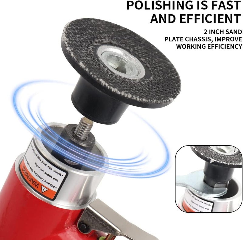 SI FANG 2 In 1 Pneumatic Mini Orbital Sander Right Angle Air Die Grinder, 2 inch Surface Prep Rotary Tool Polisher Kit with Various Quick Change Sanding Discs [Upgraded] - Image 3