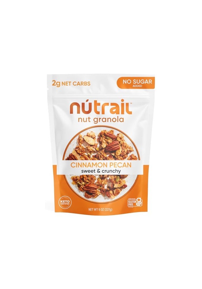 NuTrail Nut Granola Cereal Cinnamon Pecan No Sugar Added Gluten Free Grain Free Keto Low Carb Healthy Breakfast 8 oz 1 Count - Image 1