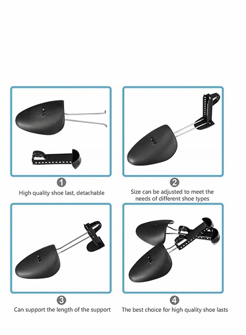 Zikra Shoe Tree 2 Pairs Practical Plastic Adjustable Length Men Shoe Tree Shoe Stretcher Boot Holder Organizers Boot Holder Shoe Shaper Form Toe Crep Protect Black - Image 3