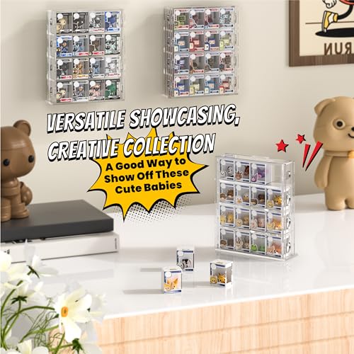 Janaden Acrylic Bitty Display Protector Case Compatible with Funko Bitty Pop, Clear Bitties Figure Collection Display Stand, 4 Tiered Mini Figurines Shelf for Bittys Collectible, Miniature Figures Storage Box - Image 3
