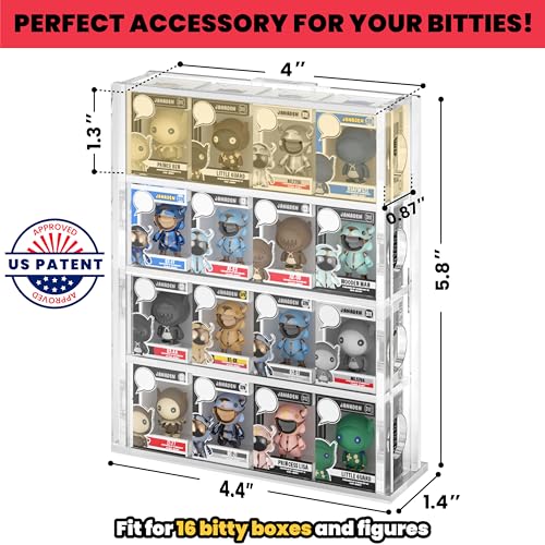 Janaden Acrylic Bitty Display Protector Case Compatible with Funko Bitty Pop, Clear Bitties Figure Collection Display Stand, 4 Tiered Mini Figurines Shelf for Bittys Collectible, Miniature Figures Storage Box - Image 2
