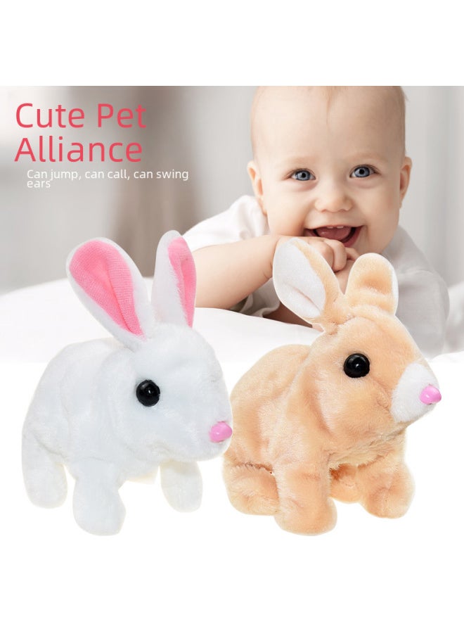 Shang Chao Electric Simulation Plush Rabbit Can Make Sound Vertical Ears Bouncing Rabbit Electric Cute Puppy-Color:Electric Rabbit-Khaki  - Image 2
