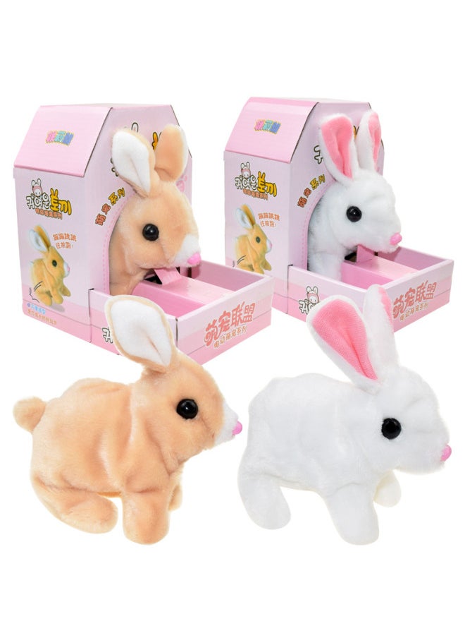 Shang Chao Electric Simulation Plush Rabbit Can Make Sound Vertical Ears Bouncing Rabbit Electric Cute Puppy-Color:Electric Rabbit-Khaki  - Image 5