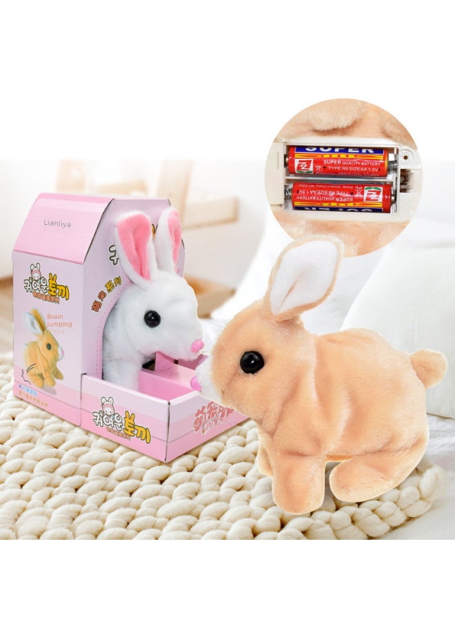 Shang Chao Electric Simulation Plush Rabbit Can Make Sound Vertical Ears Bouncing Rabbit Electric Cute Puppy-Color:Electric Rabbit-Khaki  - Image 4