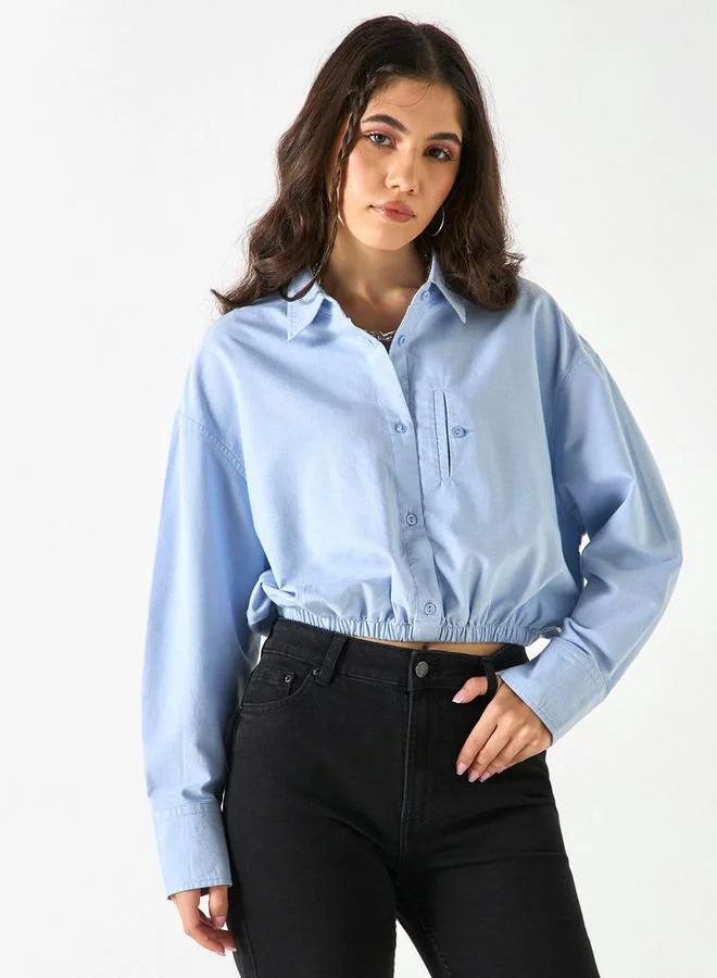 لي كوبر قميص أكسفورد قصير سادة بقصّة عادية وحواف مطاطية من لي كوبر