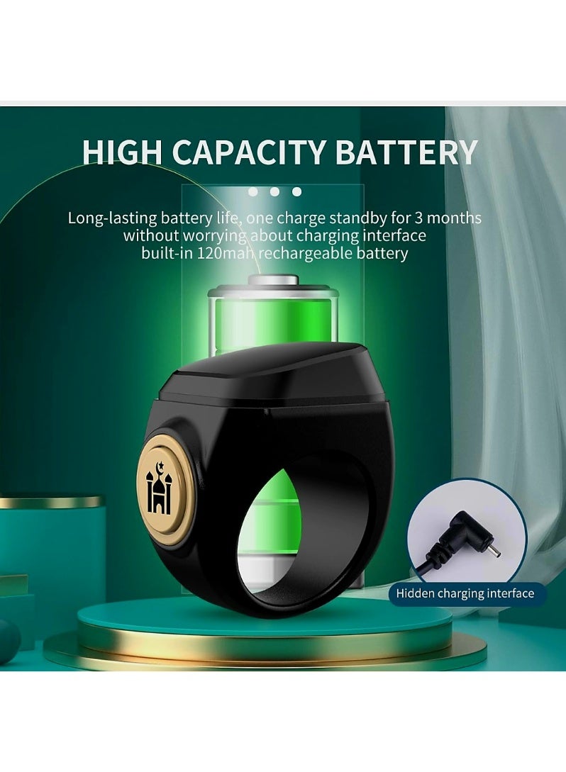 Smart Digital Tasbeeh Counter Ring Electronic Finger Tally Counter with LED Display, Adjustable Wearable Design, Rechargeable, Ideal for Prayer, Dhikr, Meditation & Daily Counting - Image 3