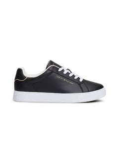 TOMMY HILFIGER Women's Essential Court Sneakers Low Top - Leather, Black  - Image 1