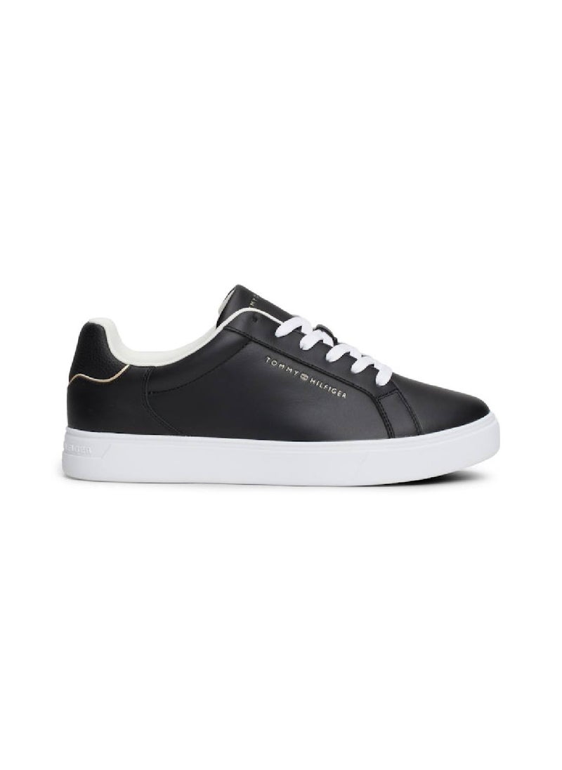 TOMMY HILFIGER Women's Essential Court Sneakers Low Top - Leather, Black  - Image 1