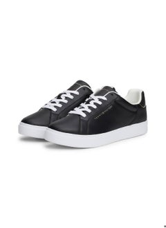 TOMMY HILFIGER Women's Essential Court Sneakers Low Top - Leather, Black  - Image 5