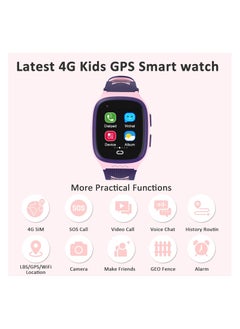 FARROBIZZ 4G Kids Smart Watches Girls with GPS Tracker & Video Calling Kids Cell Phone Watch for Girls Age 5-12, One-Key SOS Call Voice Chat Camera Alarm Clock Touch Screen Smart GPS Tracker for Kids Gift(Pink)  - Image 2