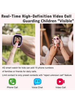 FARROBIZZ 4G Kids Smart Watches Girls with GPS Tracker & Video Calling Kids Cell Phone Watch for Girls Age 5-12, One-Key SOS Call Voice Chat Camera Alarm Clock Touch Screen Smart GPS Tracker for Kids Gift(Pink)  - Image 3