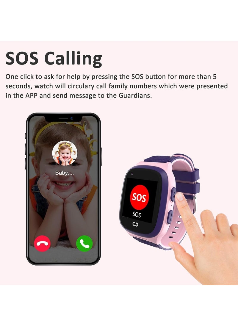 FARROBIZZ 4G Kids Smart Watches Girls with GPS Tracker & Video Calling Kids Cell Phone Watch for Girls Age 5-12, One-Key SOS Call Voice Chat Camera Alarm Clock Touch Screen Smart GPS Tracker for Kids Gift(Pink)  - Image 5