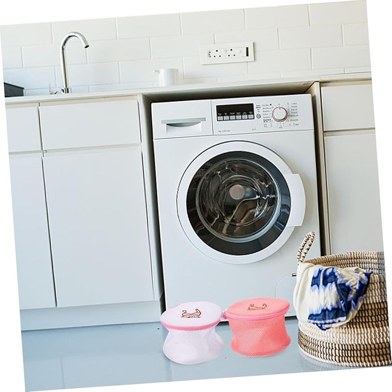 3 قطع أكياس غسيل شبكية سميكة بسحاب لحماية الملابس الحساسة أثناء السفر أبيض وردي بيج - Image 5