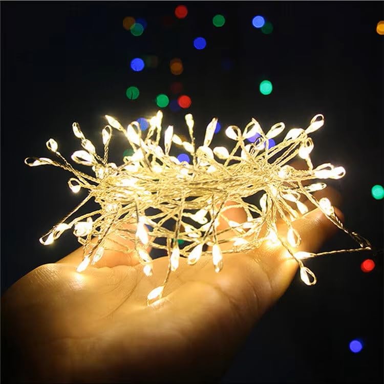 HUMAIZAR Christmas Fire Cracker Cluster Light String Light Garland Copper Wire Fairy Light for DIY Wreath Decor Kids Room Wedding Birthday Parties Light 5 Meter 100 LEDs Pack of 2 - Image 5