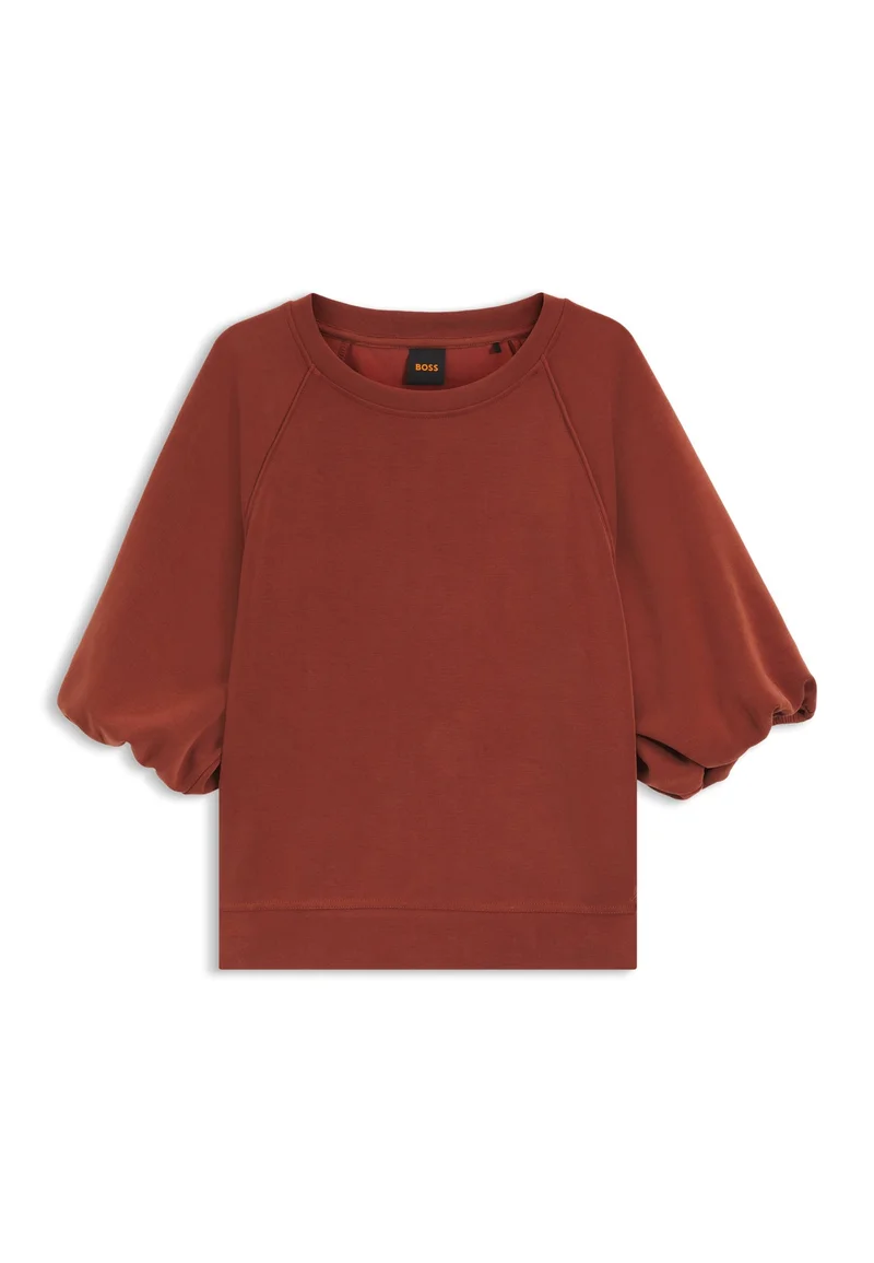 BOSS Dark Red Oversized-fit sweatshirt with short balloon sleeves for Women | Best Price UAE