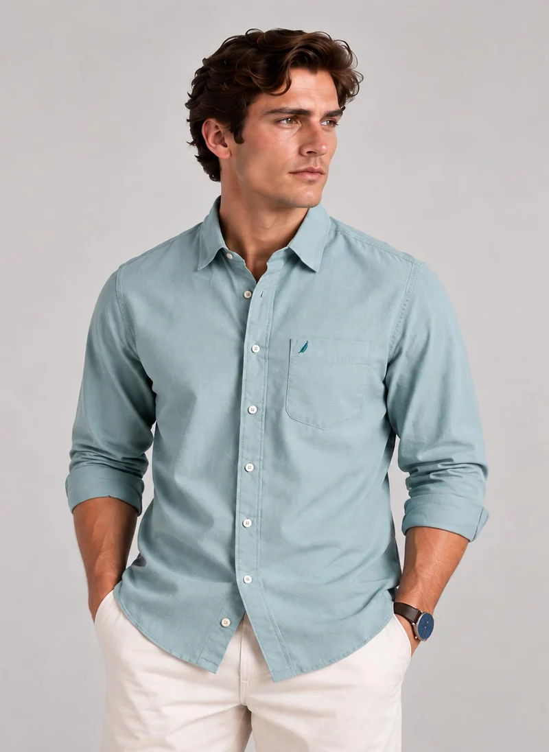 نوتيكا Men's Solid Long Sleeve Oxford Shirt