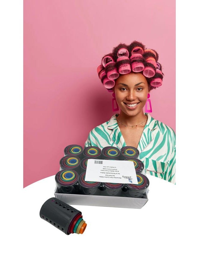 Kleravitex Hair Curlers Roller Set/Self Grip/Set of 96 Stackable Rollers / 8 Size Rollers From Extra Small to Extra Large / 12 Rollers per Size - Image 1
