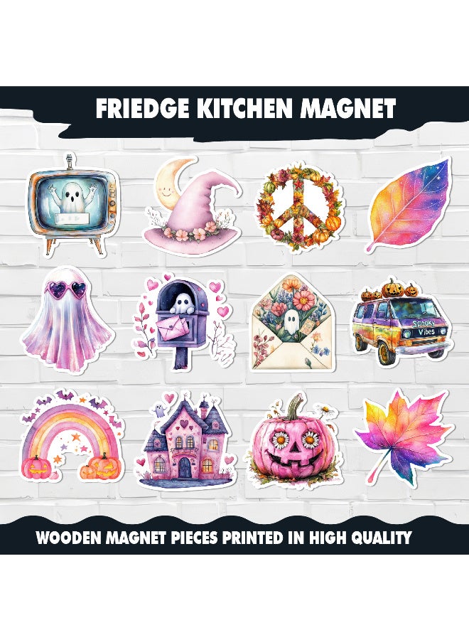 مجموعة مغناطيسات الثلاجة لهالوين – 12 قطعة  تصاميم مرعبة وممتعة تشمل اليقطين، الأشباح، العناكب، والساحرات – مثالية لتزيين الثلاجة، المطبخ، والمنزل بأجواء هالوين احتفالية ومميزة - Image 2