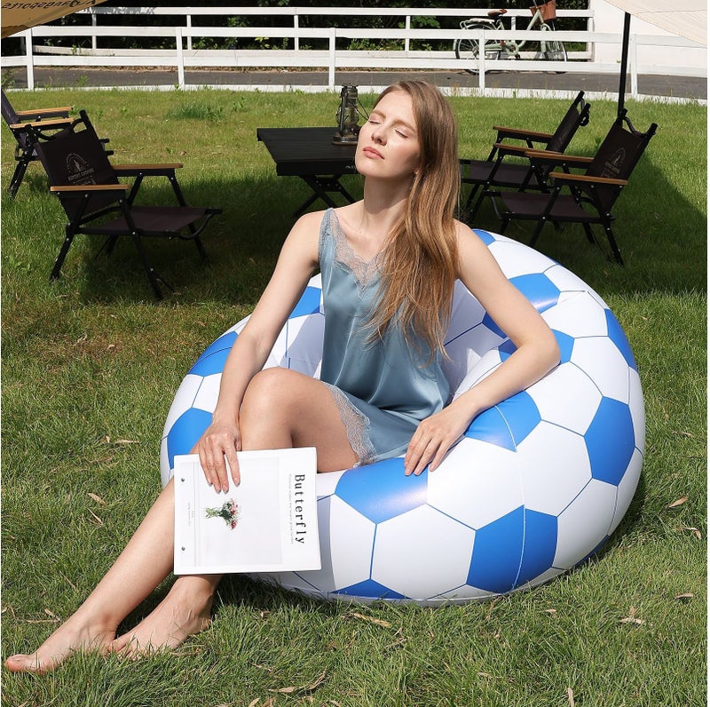 Inflatable Football Lazy Sofa with Air Pump, Single Outdoor Portable Inflatable Sofa for Camping or Garden - Image 4