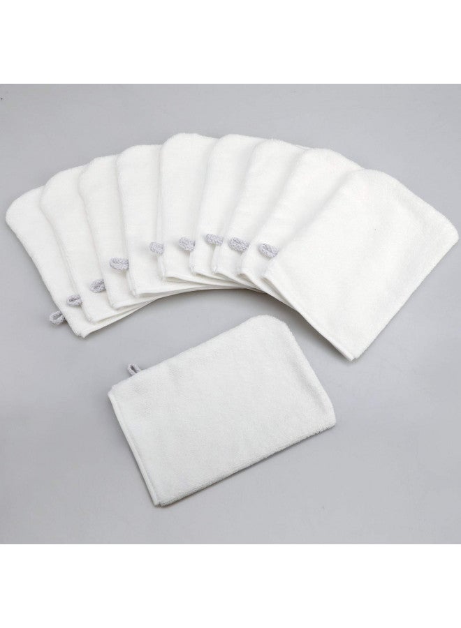 Phogary PHOGARY 10 Pack Microfiber Body Wash Mitts, Soft Face Mitten, Bath Spa Cloth, Reusable Makeup Remover Mitt Gloves, European Style Wash Cloth,6×8inch (white)  - Image 3