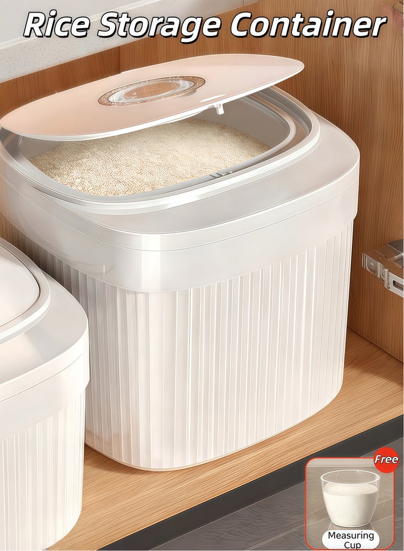 شو وو حاوية تخزين الأرز ， دلو تخزين الحبوب مع كوب قياس مجاني ， حاوية الحبوب متعددة الوظائف المطبخ ， دليل على الرطوبة المختومة مع كوب قياس مناسب للأطعمة والأرز والطعام الأليفة والدقيق لعضرة مخزن المطبخ - Image 1