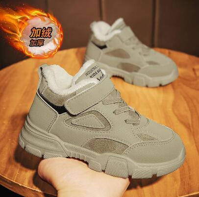 Fleece-Lined High-Top Kids Sneakers New Arrival CAMEL
