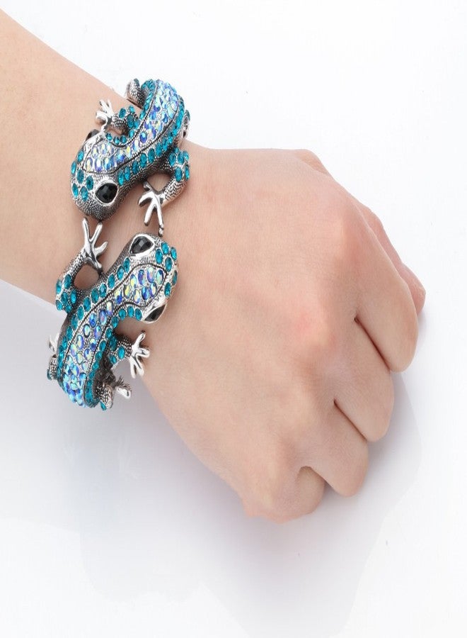 YACQ Women's Twin Gecko Lizard Hinged Bangle Bracelet Fit Wrist Size 6-3/4 To 7-1/2 Inch - Lead & Nickle Free - Halloween Costome Accessories Jewelry for Women - Image 4