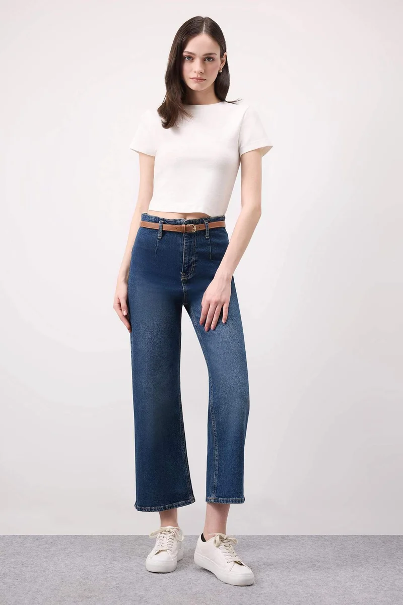 DeFacto Culotte High Waist Ankle Length Washed Jeans