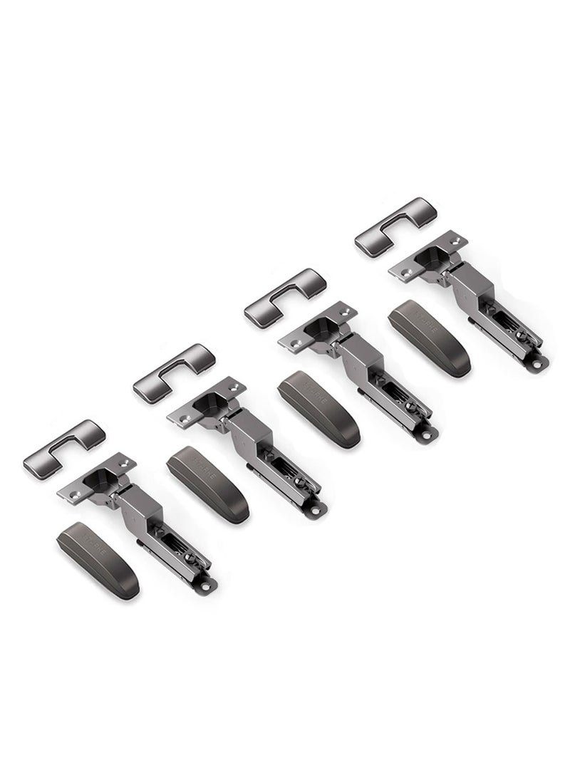 STARKE Arabic Pack of 4 Inset Soft Close Cabinet Wingless Hinge -Black Electroplated, 95 Degree Opening Angle, 16-25mm Application, Strong Hydraulic System - Grey Protective Cover & Screws included. - Image 1