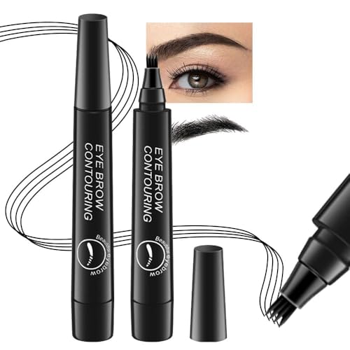 YKXIMS Professional 4-Point Microblading Eyebrow Pen, Black, Waterproof Liquid Brow Tattoo Marker with Micro-Fork Tip for Precise Sketching (BROWN) - Image 1
