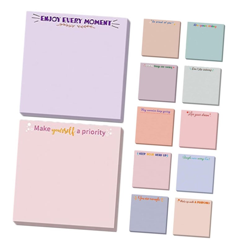 12 Color Sticky Memo Pads Set Lined Self Stick Notes for Office Study Organizing - Image 2