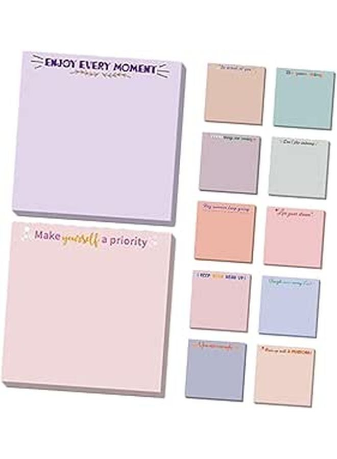 12 Color Sticky Memo Pads Set Lined Self Stick Notes for Office Study Organizing - Image 1