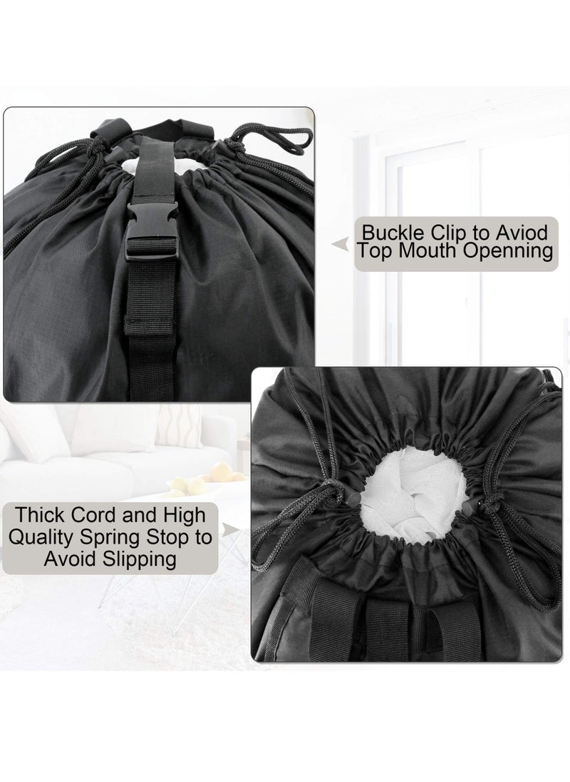 SYOSI - Backpack Laundry Bag with Shoulder Straps and Mesh Pocket Durable Nylon Clothes Hamper Bag with Drawstring Closure, Portable with Handle Xlarge College Dorm Room Essentials for Travel Camp Black - Image 1
