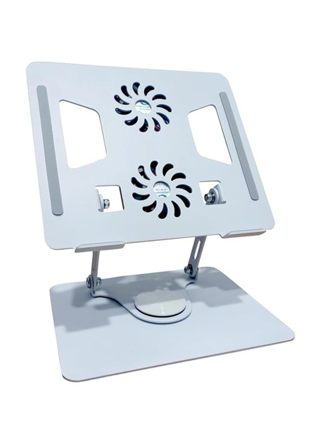 General Aluminum Desktop Laptop Stand 360 Degree Rotation Ergonomic Foldable Portable Laptop Universal Stand with Dual Fans for Laptops, Mac Book, Laptops  - Image 1