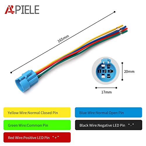 APIELE 19mm 12V Momentary Speaker Horn Push Button Toggle Switch 3/4" Mounting Hole 1NO 1NC SPDT with Pre-Wiring Socket for Car Auto Motor (Blue) - Image 4