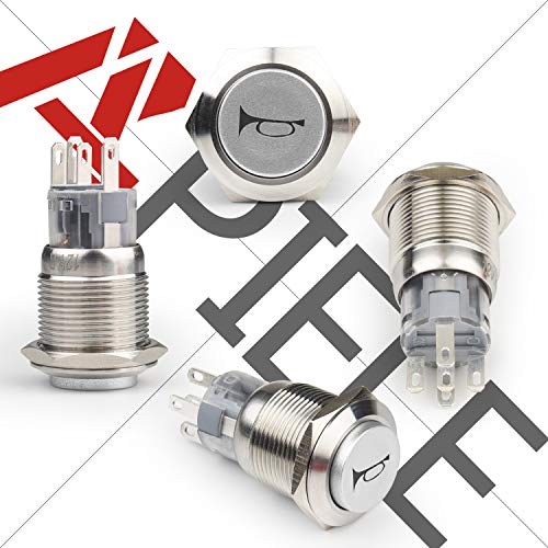 APIELE 19mm 12V Momentary Speaker Horn Push Button Toggle Switch 3/4" Mounting Hole 1NO 1NC SPDT with Pre-Wiring Socket for Car Auto Motor (Blue) - Image 3