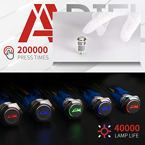 APIELE 19mm 12V Momentary Speaker Horn Push Button Toggle Switch 3/4" Mounting Hole 1NO 1NC SPDT with Pre-Wiring Socket for Car Auto Motor (Blue) - Image 5
