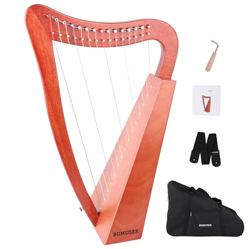 BGMUSER Professional Harp Instrument 15 Strings International Standard Nylon string Lyre Harp with Bag/Strap/Tuning-Wrench - Image 1