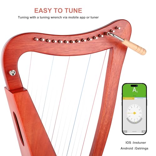 BGMUSER Professional Harp Instrument 15 Strings International Standard Nylon string Lyre Harp with Bag/Strap/Tuning-Wrench - Image 5