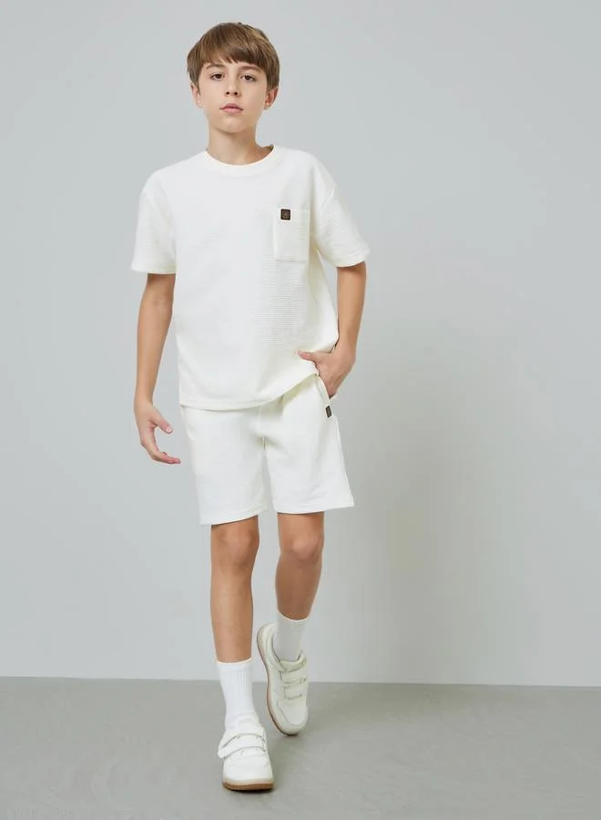 Styli Teen Boys Textured Oversized T-Shirt and Shorts Set