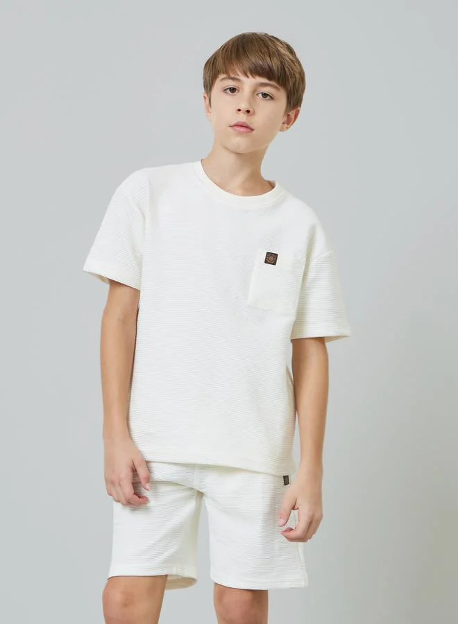 Styli Teen Boys Textured Oversized T-Shirt and Shorts Set