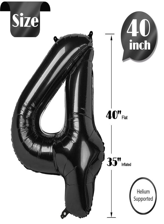 IWERP Black Number 4 Balloon 40 Inch, 4 Balloon Number, 4th Birthday Decorations, Black Party Supplies for Boys Girls - Image 5