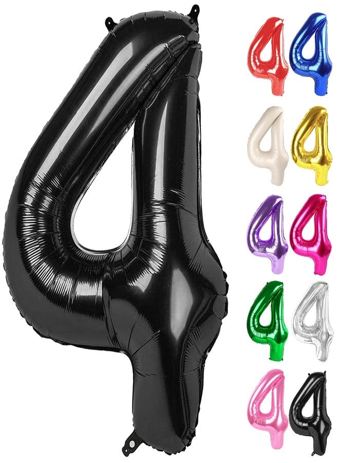 IWERP Black Number 4 Balloon 40 Inch, 4 Balloon Number, 4th Birthday Decorations, Black Party Supplies for Boys Girls - Image 1