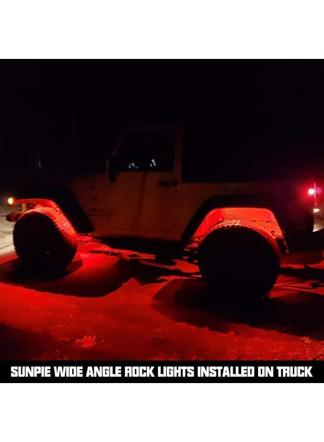SUNPIE 20 Pods Full Angle RGBW Rock Lights High Power Aluminium Metal Underglow Lights Wheel Well Lights with Phone App Voice Mode Music Mode for Off Road Truck SUV ATV UTV Boats - Image 5